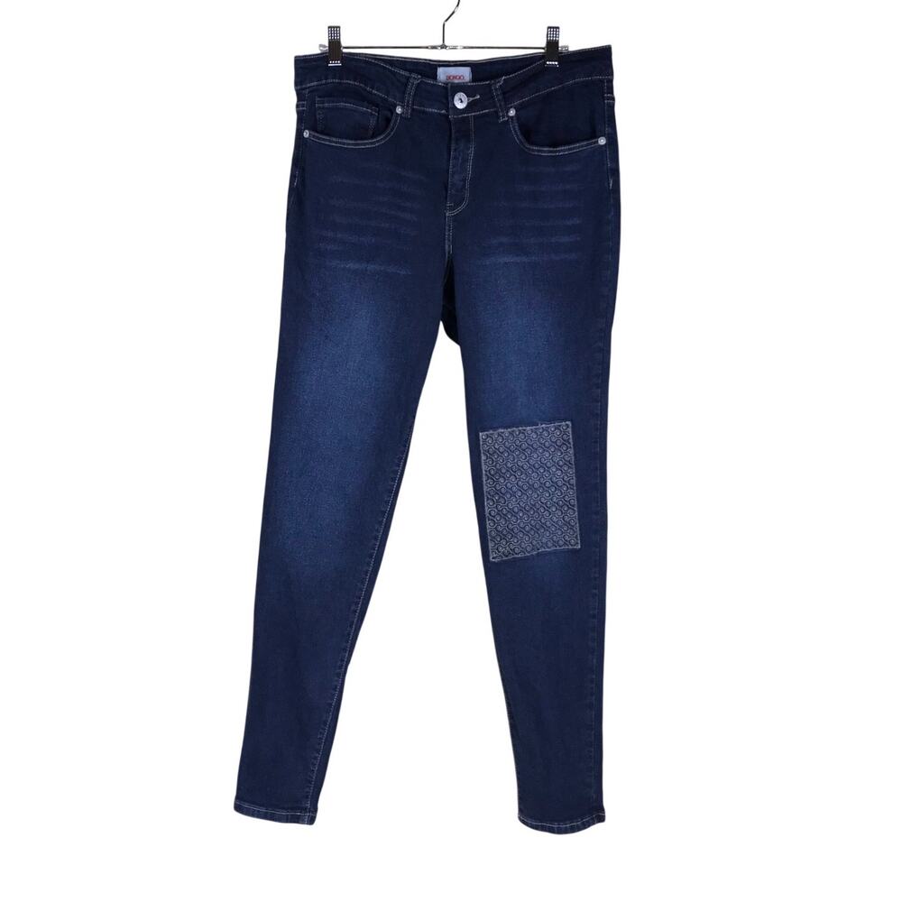 Bongo Jeans Women’s Plus 16 Dark Wash High Rise Skinny Stretch Knee Patch Denim